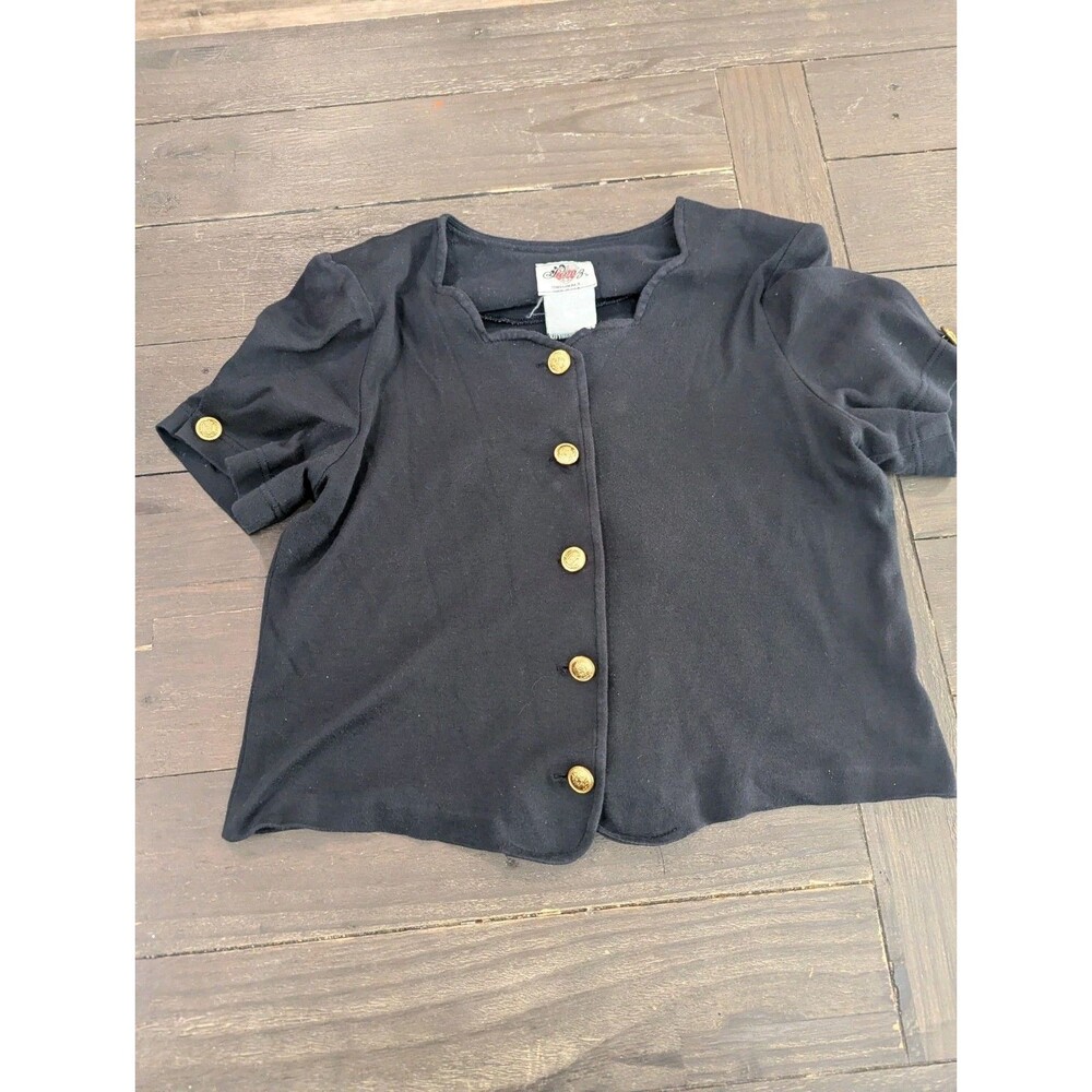 Womens Vintage Lanz Of Salisburge Black Cotton Blazer‎ Shirt Sz Medium Read